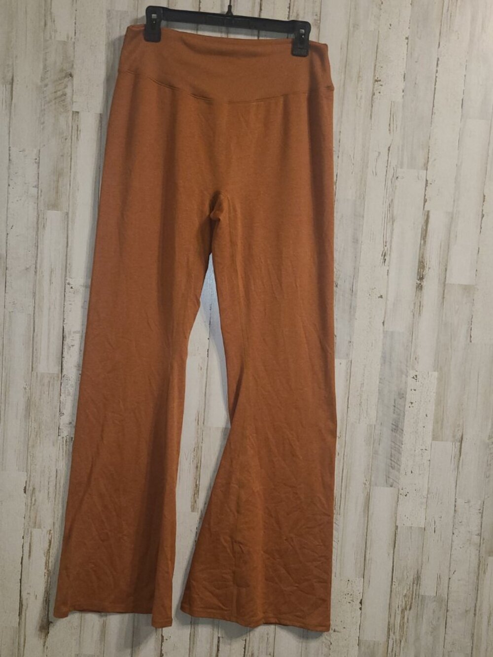 EUC P'TULA women XXL BAREPRO Ribbed Waist Flare Pants Long 34" Toffee